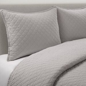 Lush Decor Belgian Flax Prewashed Linen Rich Cotton Blend 3 Pc Quilt Set, Gray